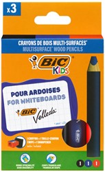 Whiteboardpotlood BicKids Multi Surface + puntenslijper/doekje ass 3st