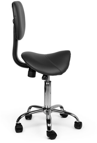 Zadelkruk Office rugleuning laag harde wielen zw-3