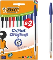 Balpen Bic Cristal medium assorti blister à 8+2 gratis-2