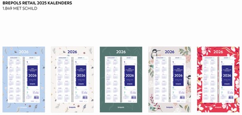 Weekkalender 2026 Brepols 190x130 7dagen/1pagina spiraal Fantasie assorti