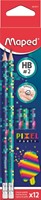 Grafietpotlood Maped Pixel Party met gum set à 12 stuks assorti