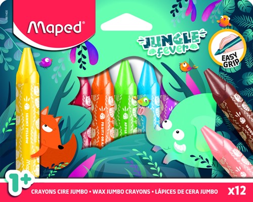 Waskrijt Maped Jungle Fever Jumbo set à 12 kleuren