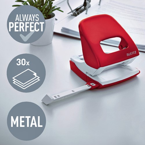 Perforator Leitz WOW 5008 NeXXt  metaal 30 vel rood-2