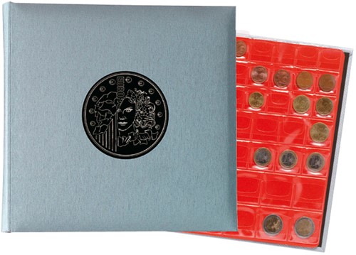 Muntenverzamelalbum Exacompta 24.5x25cm 5 vel à 43 vakjes 4-rings grijs-2