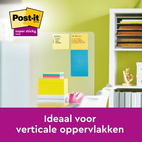 Memoblok 3M Post-it 5845 Super Sticky 127x203mm lijn assorti kleur 90 vel-2