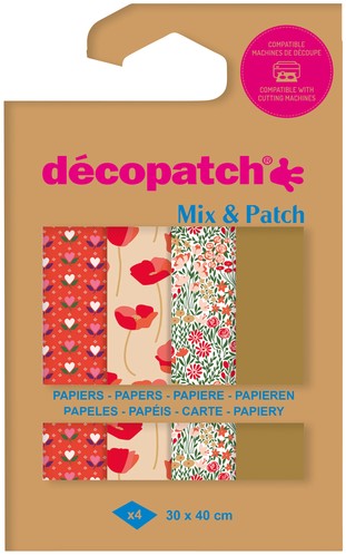 Hobbypapier Décopatch 30x40cm set à 4 vel thema Love is in the Meadow