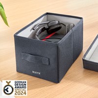 Opbergdoos Leitz gestoffeerd met deksel 190x160x285mm grijs 2 st-3