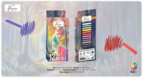 Pastelkrijt Nassau fine art zacht blister 12 stuks assorti-3