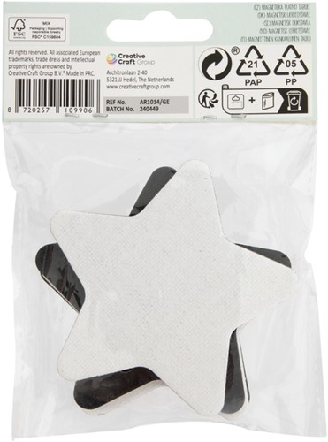 Canvas Nassau fine art ster en bloem 7,5cm magnetisch 4 stuks-2