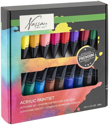 Acrylverf Nassau fine art doos à 18 tubes à 36ml