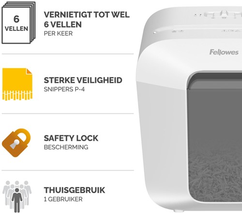 Papiervernietiger Fellowes Powershred LX25 snippers 4x37mm wit-3