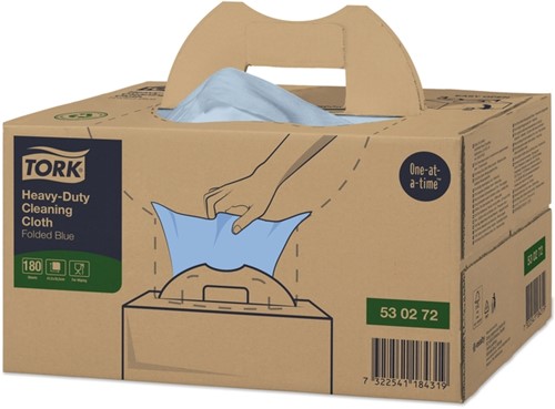 Reinigingsdoek Tork W7 Premium Heavy-Duty dispenserdoos 1-laags 180 vel blauw 530272