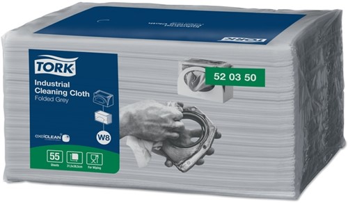 Reinigingsdoek Tork W8 Premium Industrial 1-laags 55 vel grijs 520350