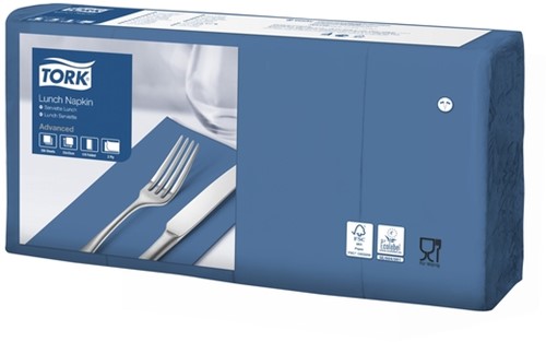 Lunchservet Tork Advanced 1/8 vouw 2-laags 328x325mm 200 vel donkerblauw 477421