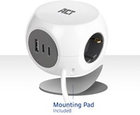 Stekkerblok ACT 3 voudig  inclusief 2x USB C/A 1.5 meter wit/grijs-15