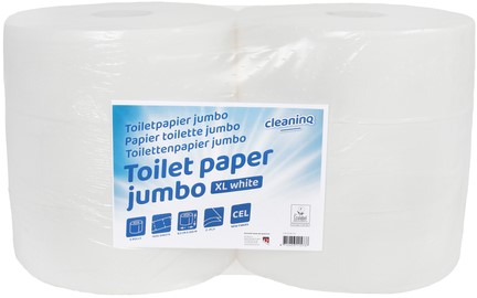 Toiletpapier Cleaninq jumbo groot 2-laags 350m wit