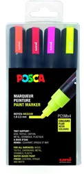 Paintmarker Uni POSCA PC5M medium fluor assorti set à 4 stuks