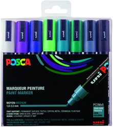 Paintmarker Uni POSCA PC5M medium koel assorti set à 8 stuks