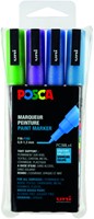 Paintmarker Uni POSCA PC3M fijn glitter koel assorti set à 4 stuks