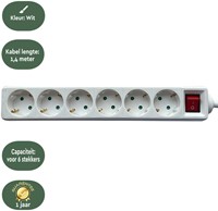 Stekkerdoos BRASQ  6 voudig 1.4 meter wit-3