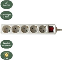 Stekkerdoos BRASQ  5 voudig 3 meter wit-3