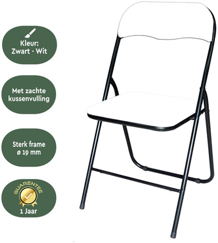 Klapstoel BRASQ FC100 Wit-zwart-3