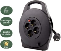 Kabelhaspel BRASQ  4 voudig 10 meter zwart-3