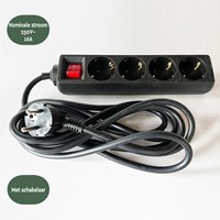 Stekkerdoos BRASQ  4 voudig 3 meter zwart-2