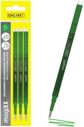 Gelschrijvervulling Online Magixx medium groen blister à 3 stuks