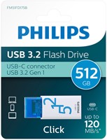 USB stick 3.2 Philips Click USB-C 512GB blauw