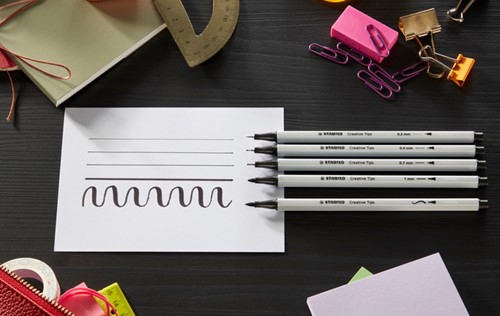 Creative Tips STABILO Arty assorti tips zwart en grijs blister à 10 stuks-2