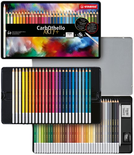 Kleurpotloden STABILO CarbOthello kalkpastel assorti blik à 60 stuks-3
