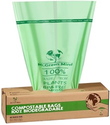 Afvalzak bio Mr.Green Mind 60x80cm 60 liter dispenser 60 stuks