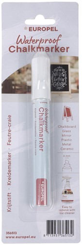 Krijtstift Europel watervast 3-6mm wit blister 1 stuk