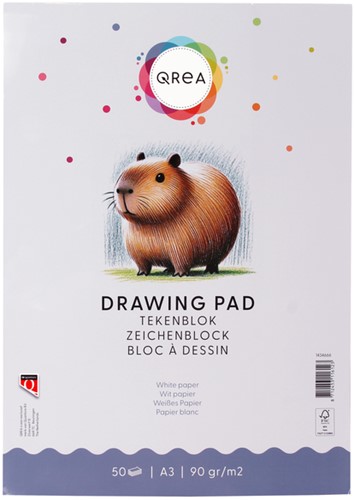 Tekenblok Qrea A3 50 vel 90gr gelijmd