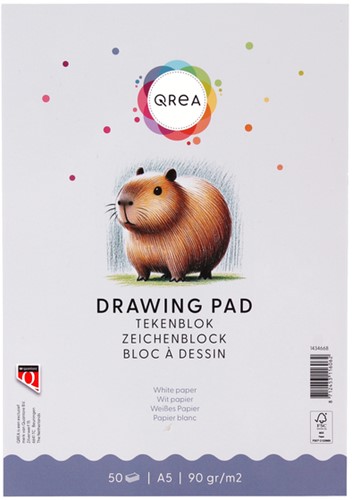 Tekenblok Qrea A5 50 vel 90gr gelijmd