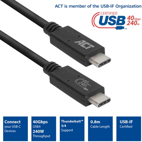 Kabel ACT USB4 40Gbps USB-C USB-IF-2
