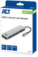 Hub ACT USB-C 3.0, 3x USB-A cardreader PD p-through-4