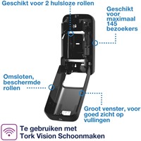 Toiletpapierdispenser Tork T7 Elevation OptiServe Coreless medium verticaal duo zwart 558042-3