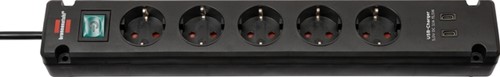 Stekkerdoos Brennenstuhl Bremounta 5 voudig inclusief 2 USB C 3 meter zwart