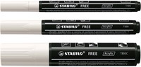 Acrylmarker STABILO  Free Acrylic Mixed Tip set à 3 breedtes wit-3