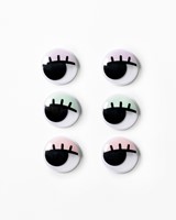 Wiebelogen Folia met wimpers 30mm set à 6 stuks assorti-2