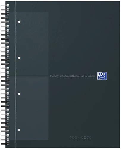 Spiraalblok Oxford International Notebook A4+ ruit 5X5mm 160 pagina's zwart