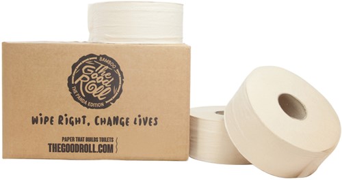 Toiletpapier The Good Roll jumbo klein bamboe 2-laags 18x180m naturel