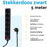 Stekkerdoos BRASQ 6 voudig 5 meter zwart-6