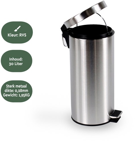 Pedaalemmer BRASQ 30 liter rvs-3