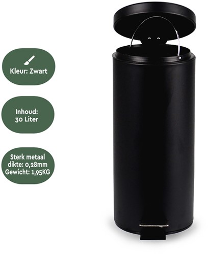 Pedaalemmer BRASQ 30 liter zwart-3