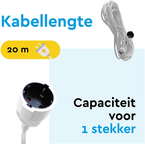 Verlengkabel BRASQ 20m wit-2