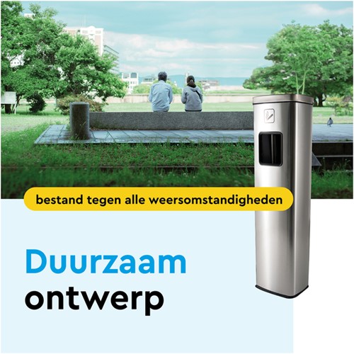 Afvalbak met asbak BRASQ 20 liter AT400 rvs-3