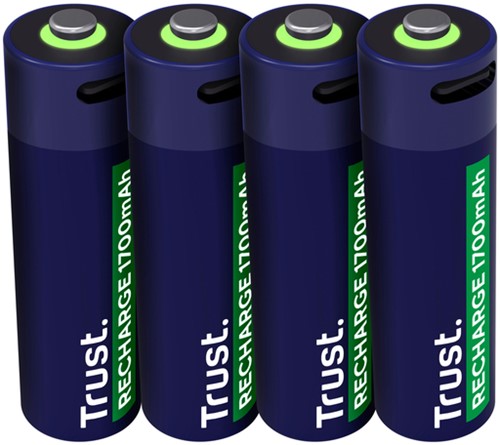 Batterij Trust USB-C oplaadbaar AA 4 stuks-2